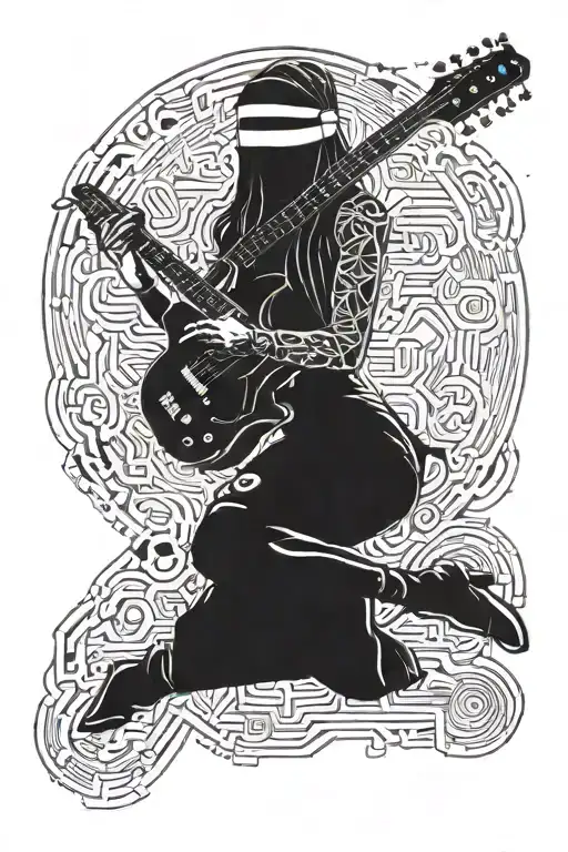Blindfolded Woman With Electric Guitar