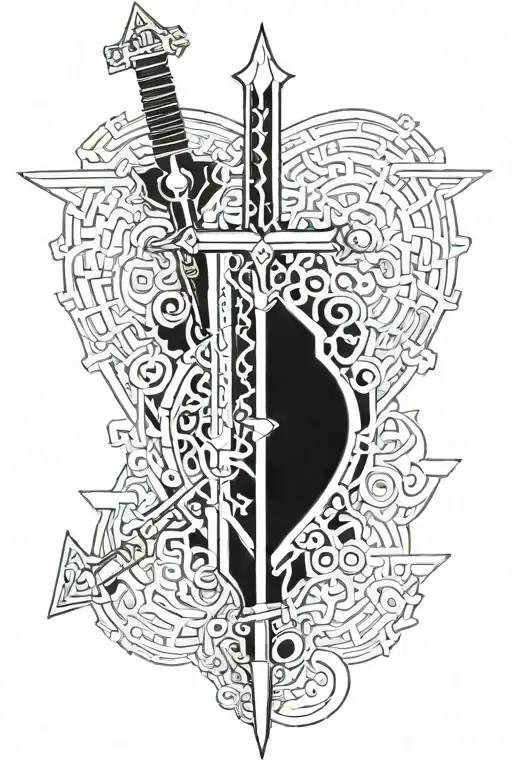 Sword Shaped Like Christian-orthodx Curch Impaling A Heart