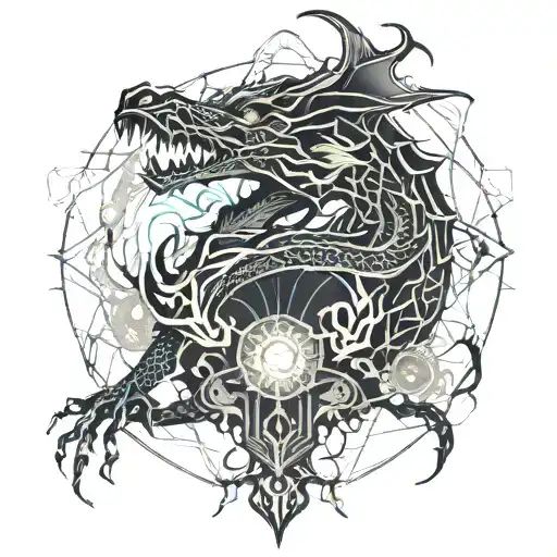 Smoke And A Dragon With Spider Lillies