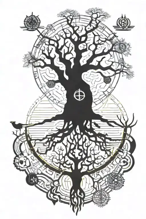 Dead World Tree And A Live World Tree With A Scorpion Element