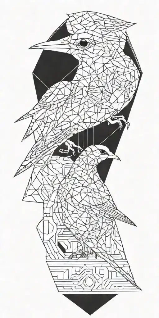 Blade Runner Bird Turning Into Geometrical Tree Tattoo Idea