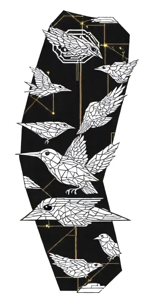 Blade Runner Bird Turning Into Geometrical Tree Tattoo Idea