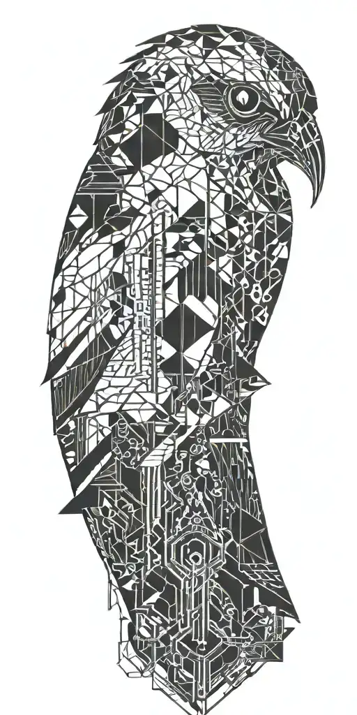 Blade Runner Bird Turning Into Geometrical Tree Tattoo Idea