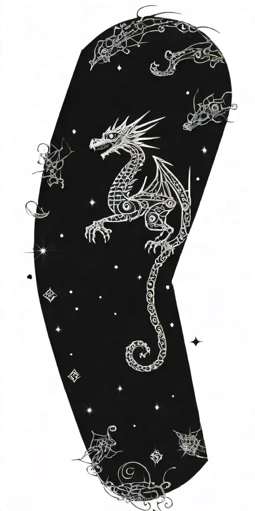 Neo Dragon Floating In Constellations
