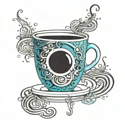 A Coffee Cup With Magical Elements Like Swirling Steam Forming Into Mystical Symbols