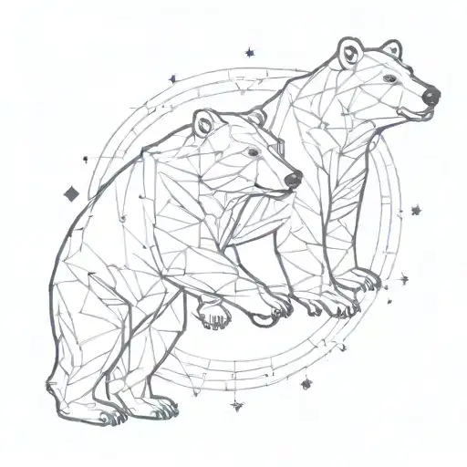 An Intricate Design Of Two Bears Constellation Intertwined With Family Symbols