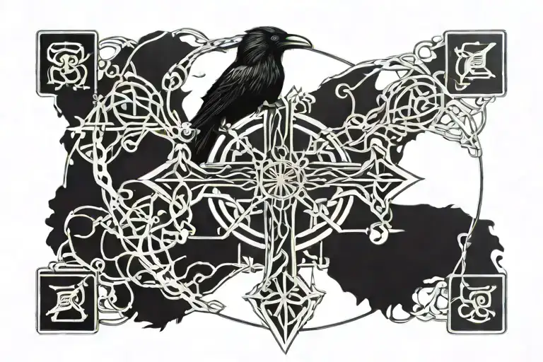 Raven Celtic Cross Vigvisir Tree Of Life