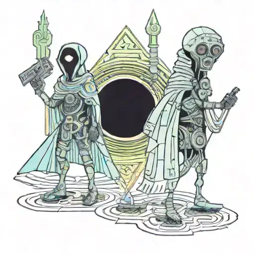 Two Aliens Having A Mexican Stand Off With Ray Guns Wearing Ponchos