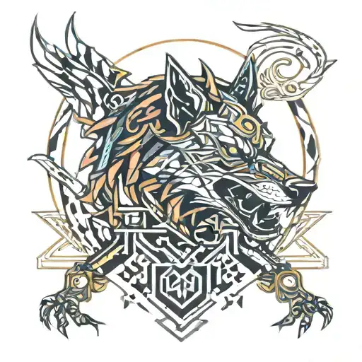 Fenrir With A Sword In His Mouth