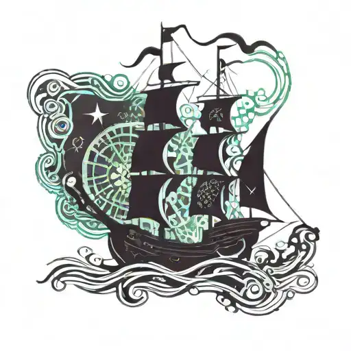 Pirate Ship With Kraken