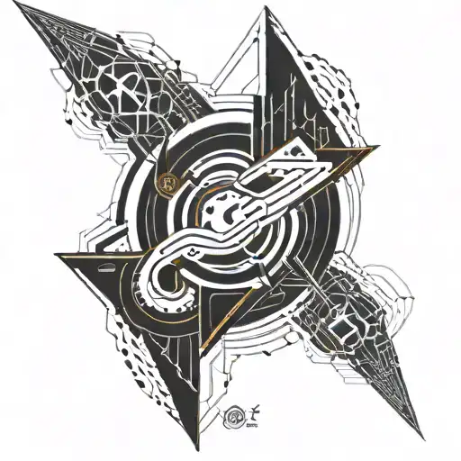 Cyper Sigilism Style Tattoo Sleeve Black And White