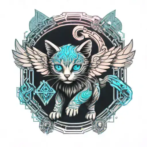 Angel Kitten With Wings Flying