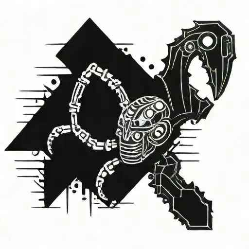 Robot Scorpion Tattoo Design Inspired Chainsaw