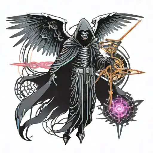 Grim Reaper With Sythe And Wings