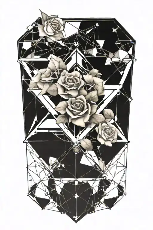 Tesseract With Roses And Stars Around It