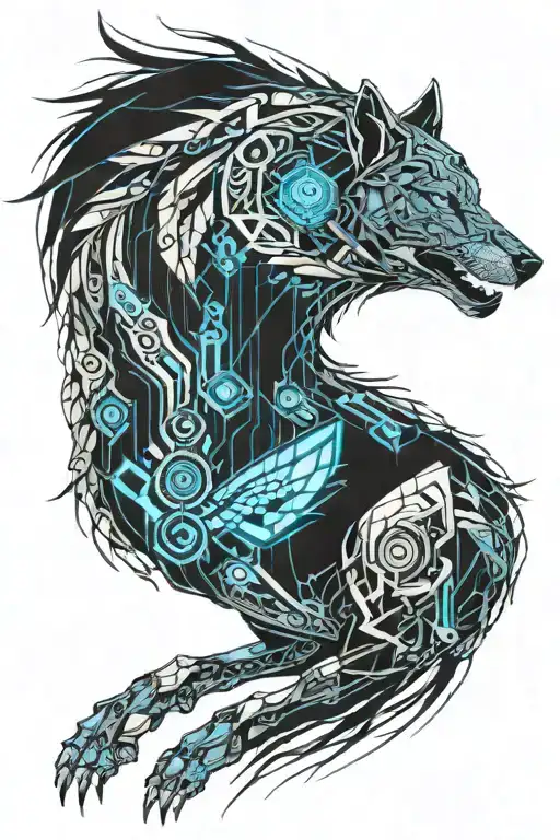 Wolf Woman Blue Wings