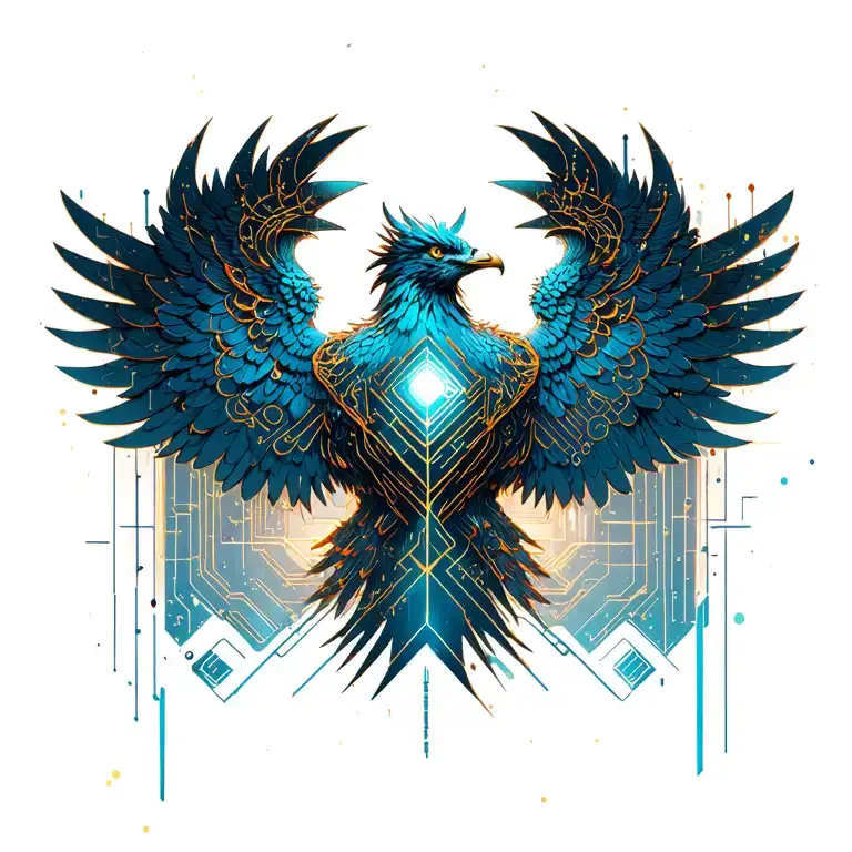 Phoenix With Wings Open