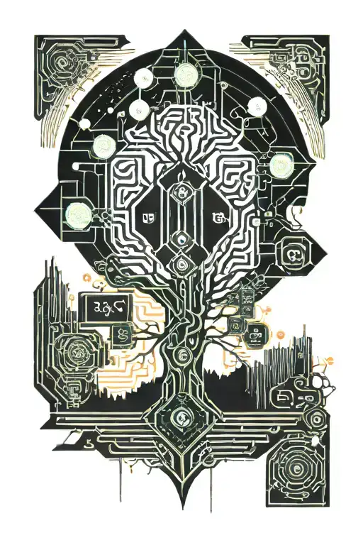 Yggdrasil Tree With Motherboard Circuts In The Background