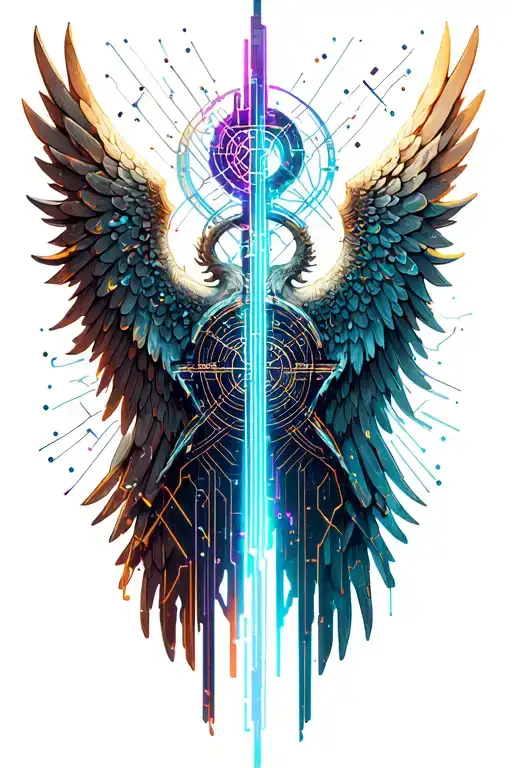 Angel And Demon Wings Spread Wide Half Angel Half