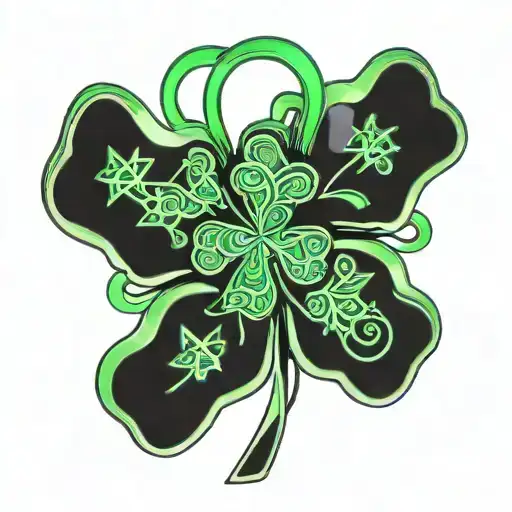 A Minimalist Tattoo Of A Shamrock Intertwined With The Initials Of The Client's 4 Children