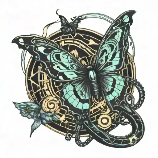 Butterfly With Dagger And Snake