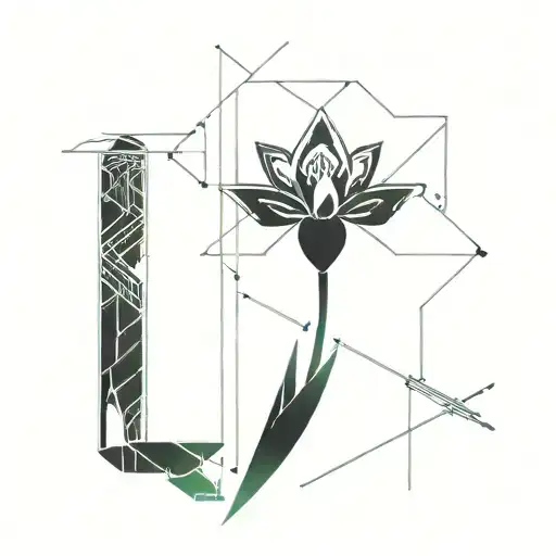 Cyberpunk Minimal Abstract Line Art Flower Cybernetic Alien Geometric Dark