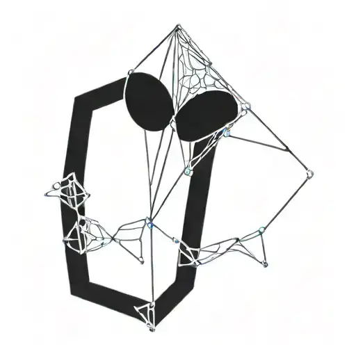 Simple Abstract Line Art Flower Cybernetic Alien Geometric Dark