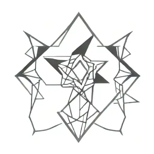 Simple Abstract Line Art Flower Cybernetic Alien Geometric Dark