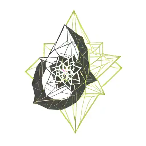 Simple Abstract Line Art Flower Cybernetic Alien Geometric Dark