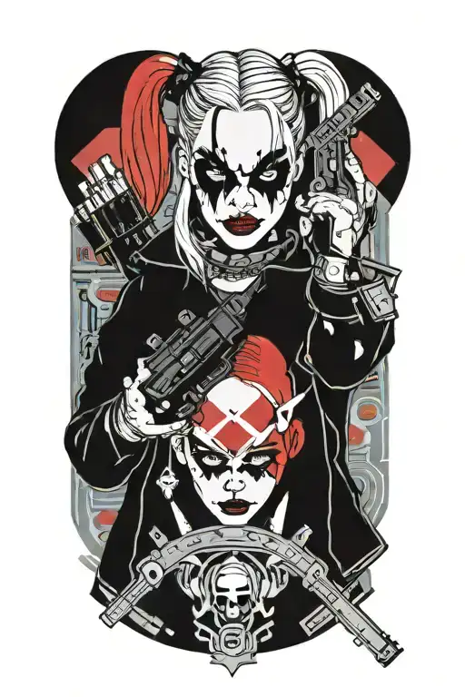 Harley Quinn Holding Gun To Head