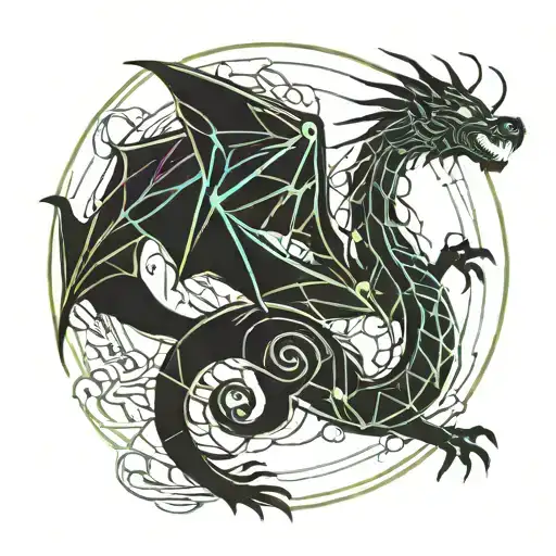 Dragon Flying Simple Outline