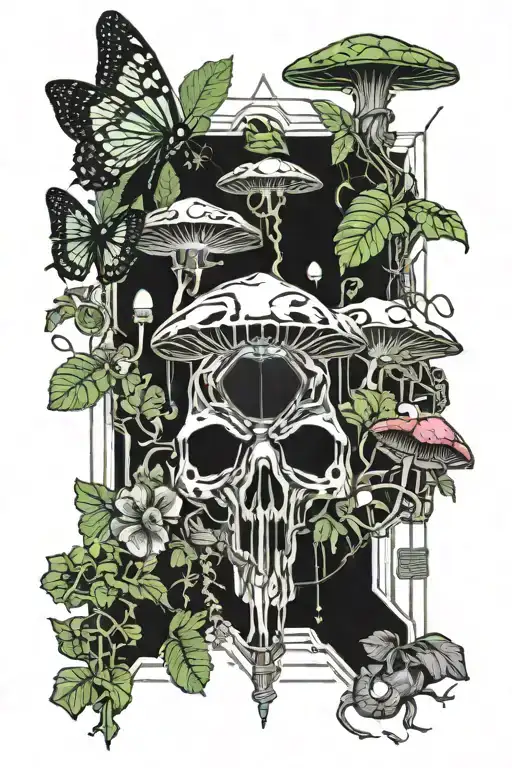 Weed And Shrooms Above A Dead Moth