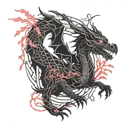 Dragon With Sakura Branches