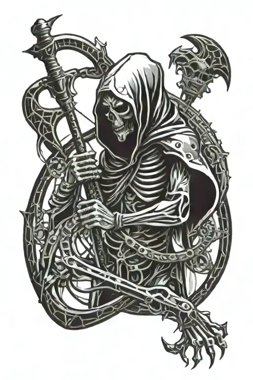 Alien Grim Reaper Holding A Scythe