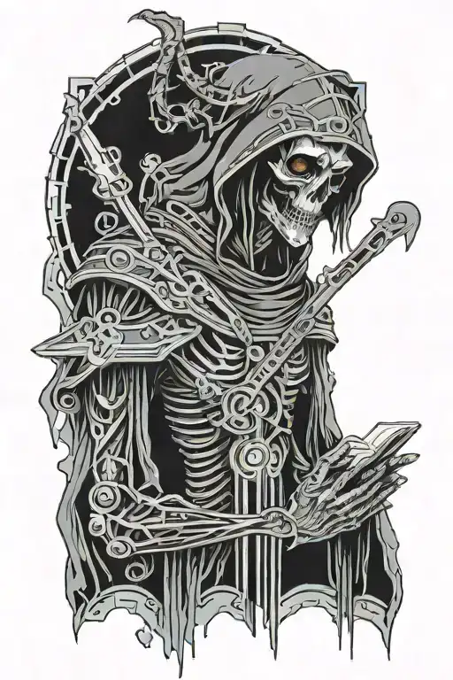 Alien Grim Reaper Holding A Scroll