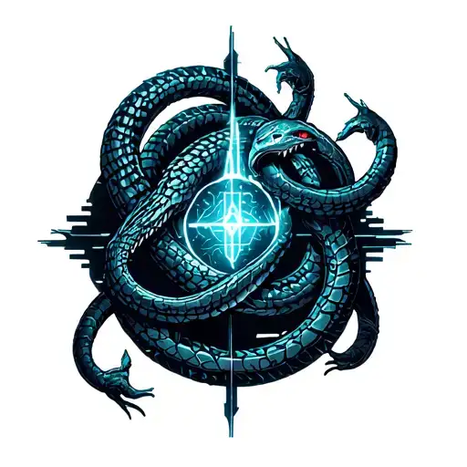 Three Ouroboros Eating Their Tales Creating A Circle Of Life