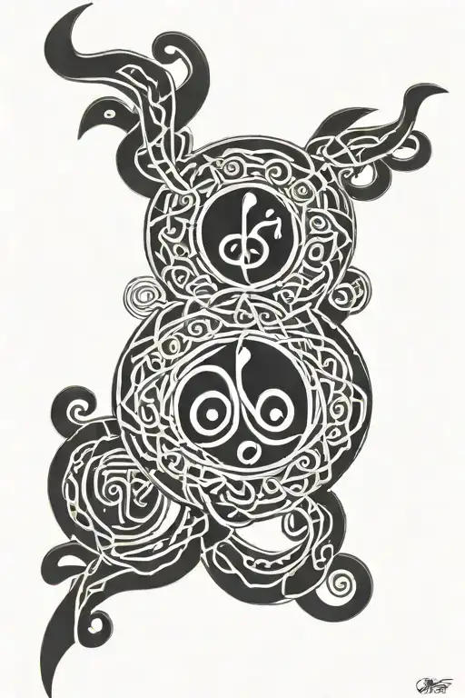 Maori Celtic Knotwork Design Incorporating Musical Notes And Symbols