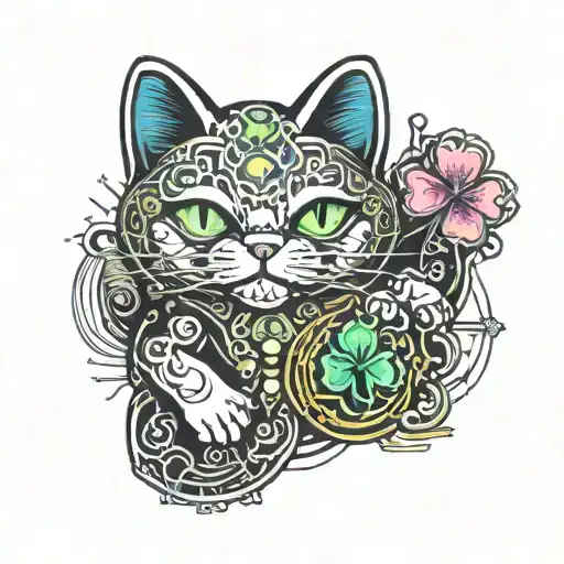 Maneki Neko With Clover