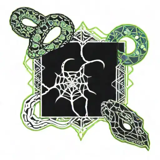 Feminine Snake And Spider With Web