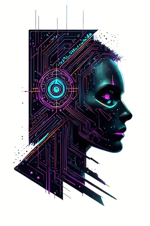 Neon Circuitry And Futuristic Geometry