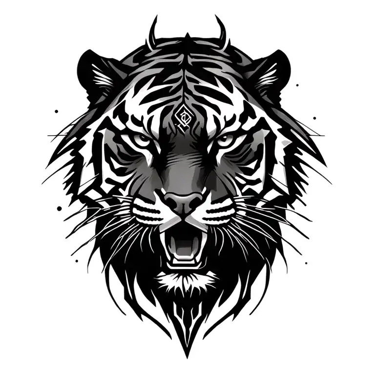 Tiger Head Black And White