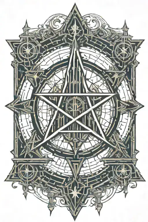 Inverted Pentagram With Gothic Castles Behind It