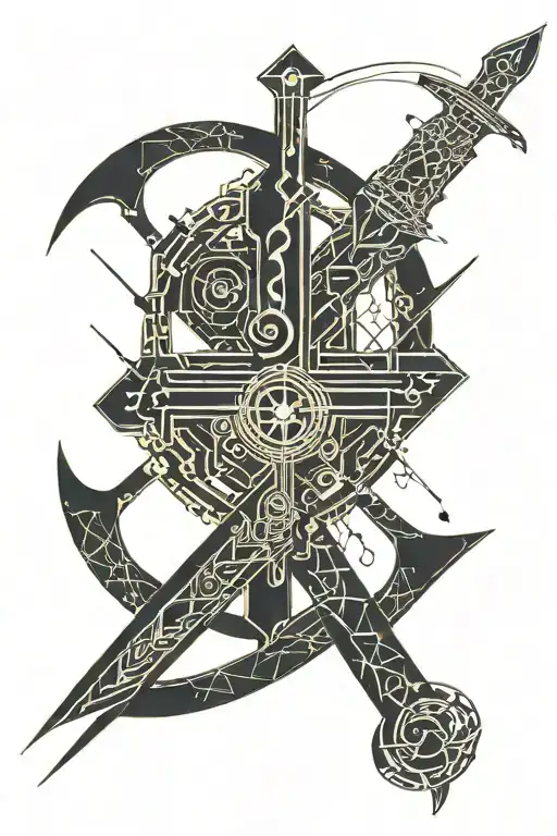 Makes A Dark Musical Note With A Sword In The Middle