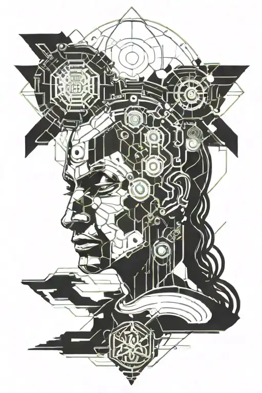 A Peaceful Meditating Head Emerging Sci Fi