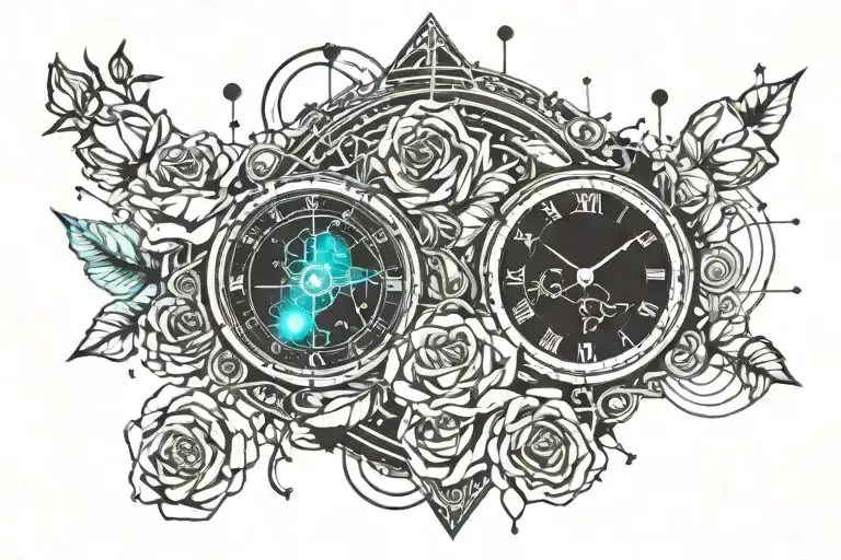 Roses And Watch Surrounded By Constellations