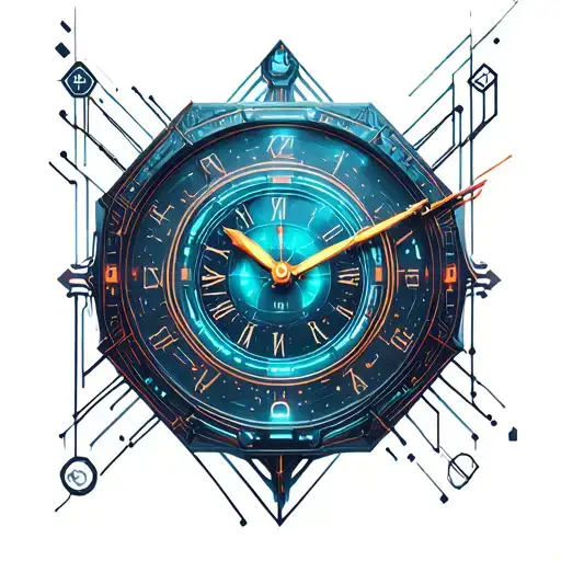 Geometric Clock Hands Surrounded