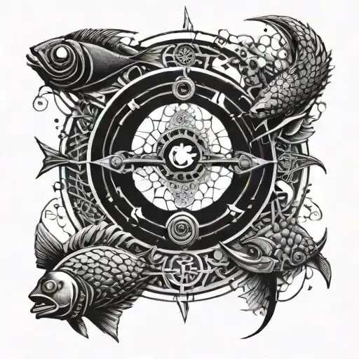 Fishes Swim In Different Directions In The Yin Yang Sign