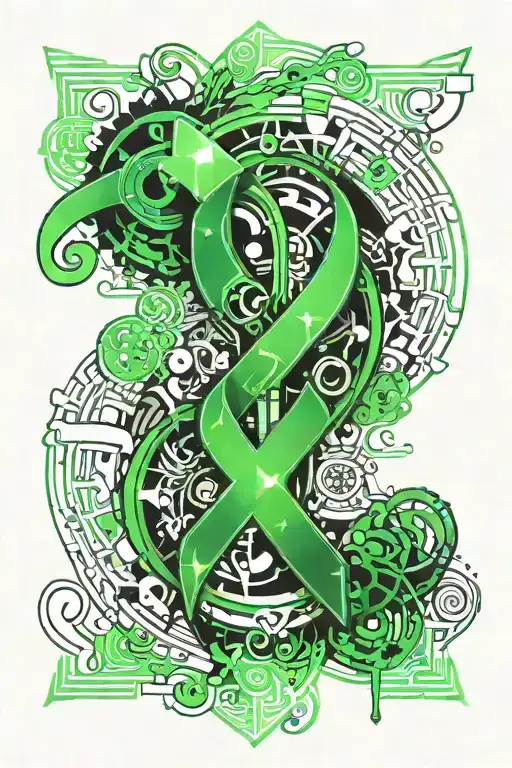 Green Cancer Ribbon With Semi Colon Inside Ribbon