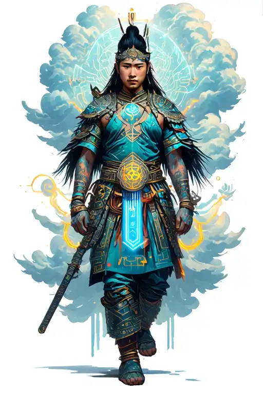 Filipino Warrior Surrounded By Japanese Clouds Surrounding