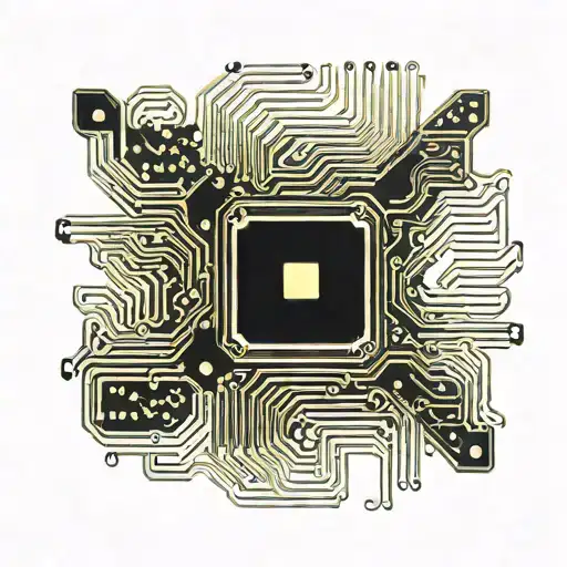 High End Computer Motherboard Neon Rgbs Black And Gold Wires